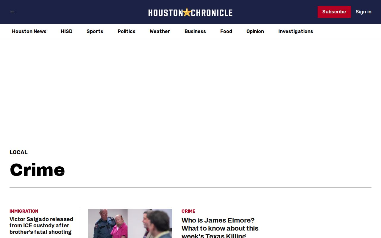 Houston Chronicle crime section for Houston and Harris County reported crime news
