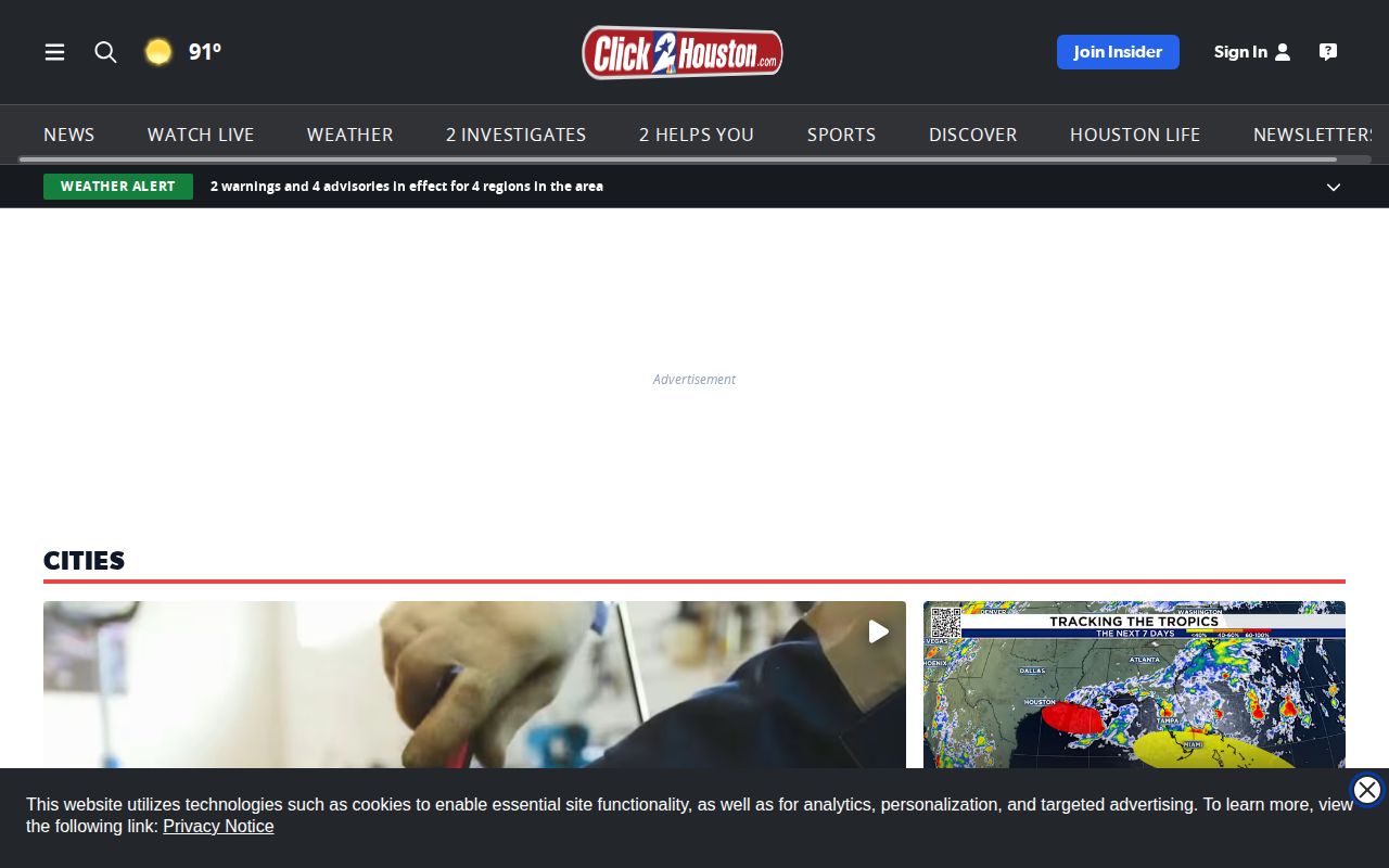 KPRC Click2Houston local news section covering Harris County public-safety stories
