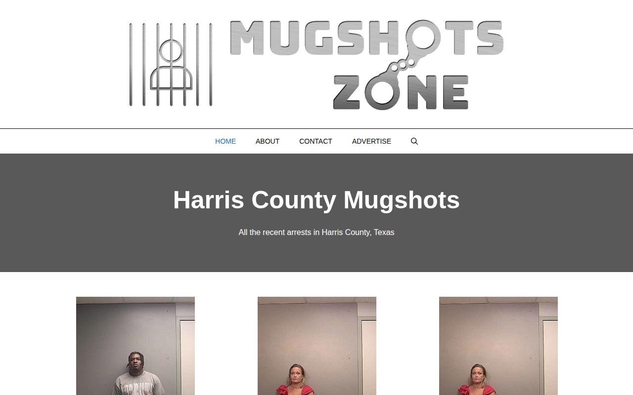 Mugshots.zone Harris County unofficial mugshot index with potentially stale local dates